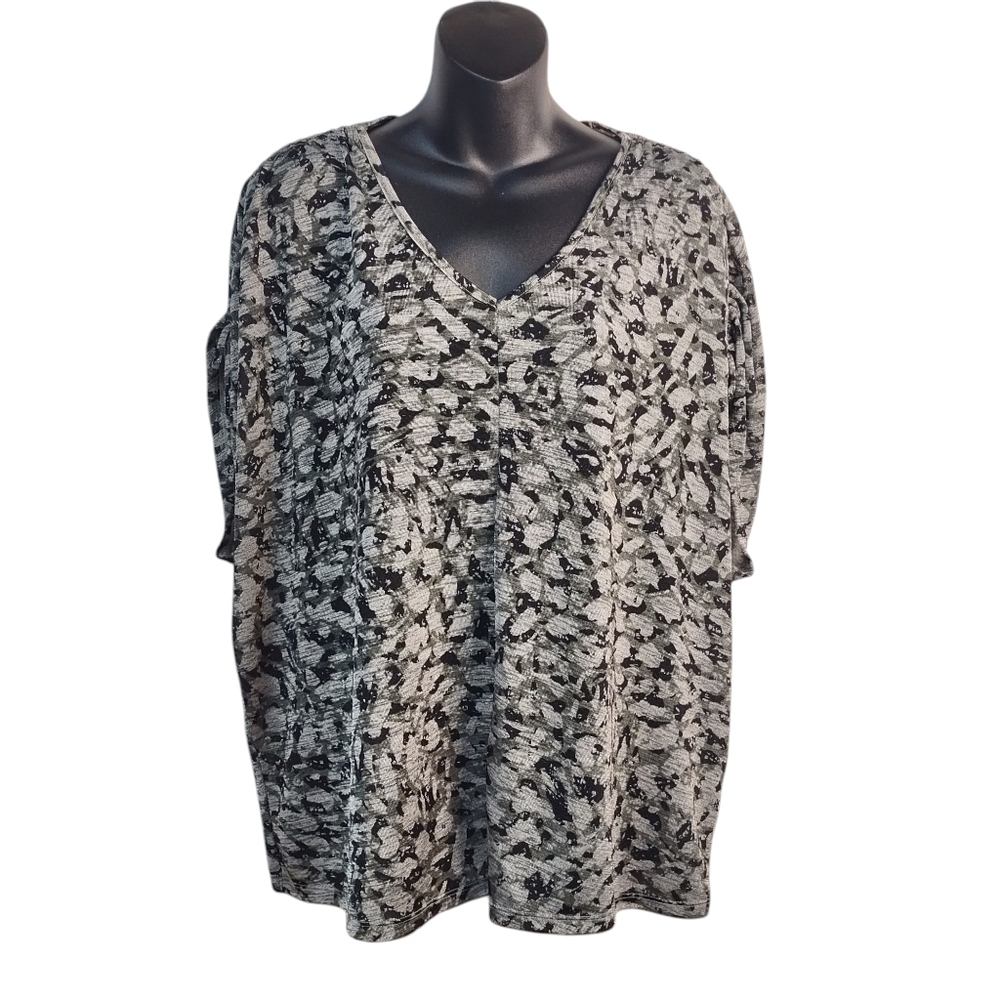 Simply Vera Vera Wang Top Blouse Women's Multi Color Tie Shoulder Stretch Sz XXL